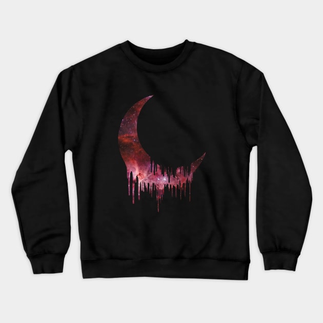 Galaxy moon dripping / melting (red galaxy) - universe / cosmos / space - gift idea Crewneck Sweatshirt by Vane22april